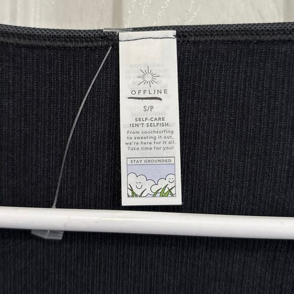 Offline by Aerie NWOT Black Cable Seamless Long Sleeve Cropped Top Small - Picture 7 of 8